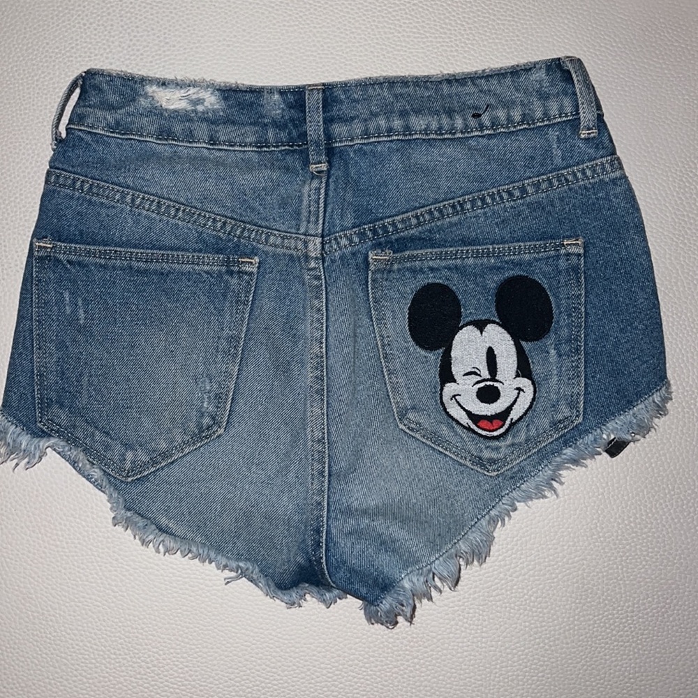 H&M Blue Jean Shorts with Mickey Mouse Patch